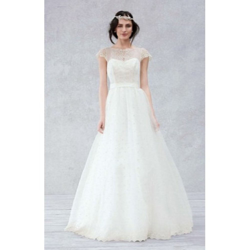 Galina Spring 2015 Illusion Sweetheart Lace Wedding Dress - 6